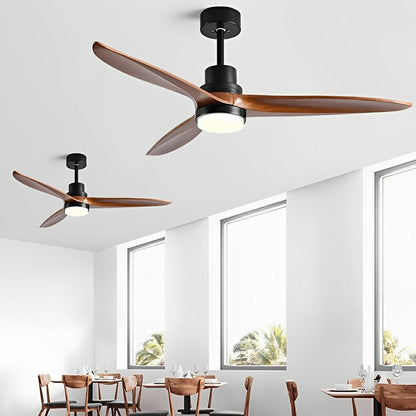 Modern Minimalist Wood DC Motor Reversible Ceiling Fan with Light