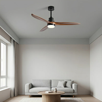 Modern Minimalist Wood DC Motor Reversible Ceiling Fan with Light