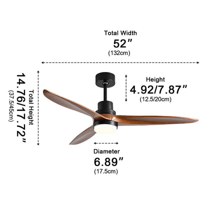 Modern Minimalist Wood DC Motor Reversible Ceiling Fan with Light