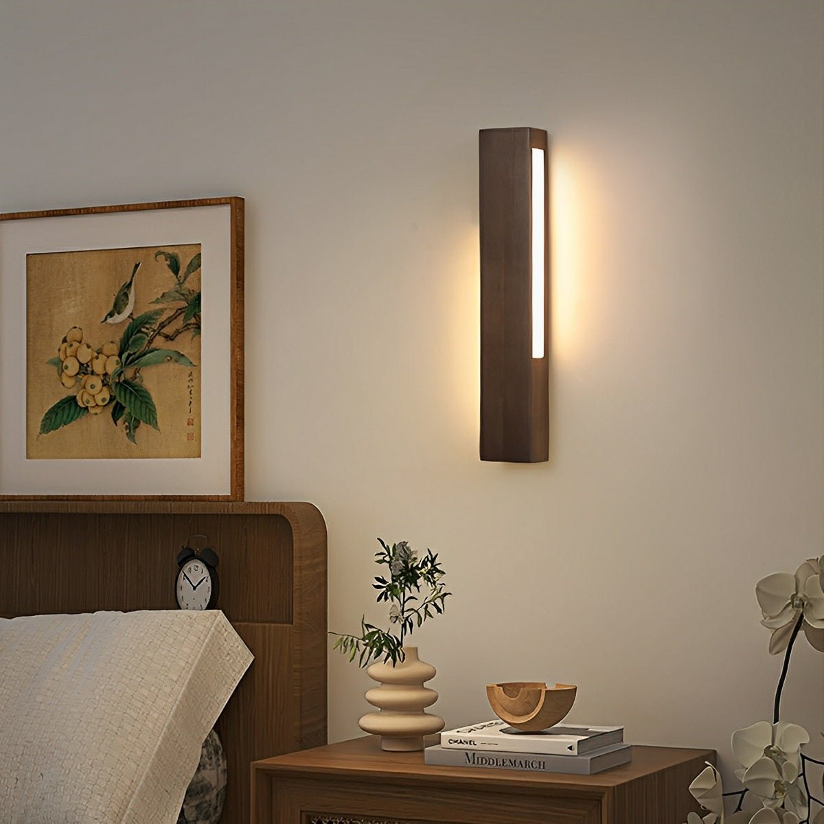 Modern Minimalist Wood Double-Sided Lighting LED Long Strip Indoor Wall Sconce