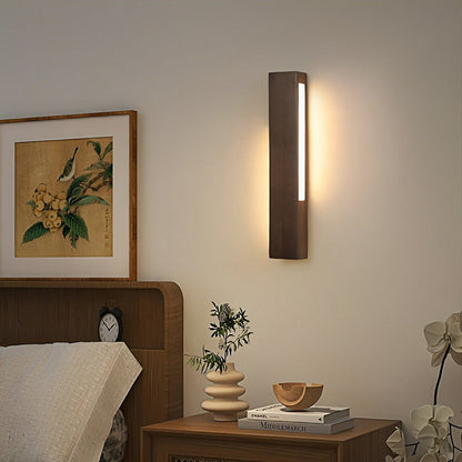 Modern Minimalist Wood Double-Sided Lighting LED Long Strip Indoor Wall Sconce
