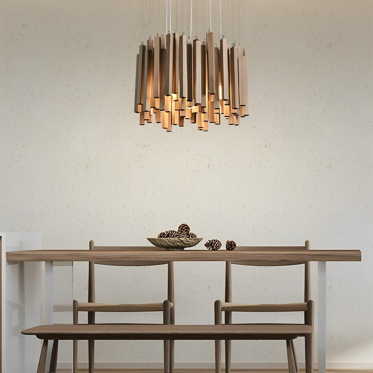 Flyachilles Modern Minimalist Wood Firewood Stick Chandelier Light