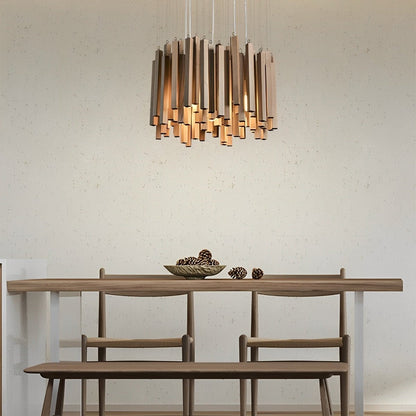 Flyachilles Modern Minimalist Wood Firewood Stick Chandelier Light
