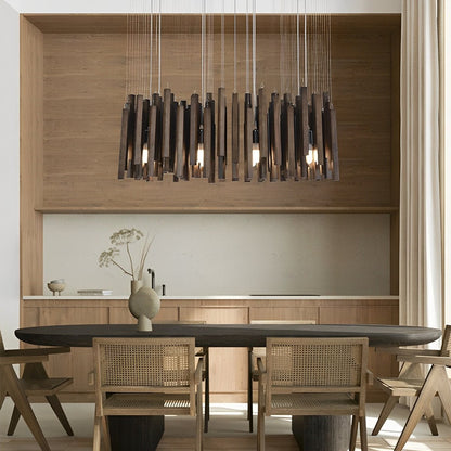 Flyachilles Modern Minimalist Wood Firewood Stick Chandelier Light