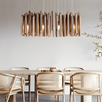 Flyachilles Modern Minimalist Wood Firewood Stick Chandelier Light