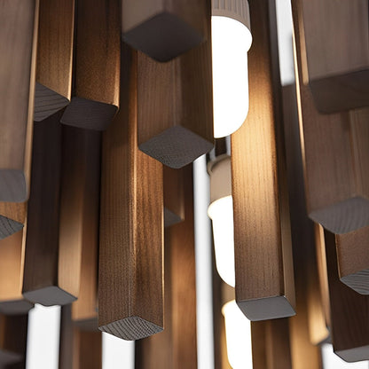 Flyachilles Modern Minimalist Wood Firewood Stick Chandelier Light