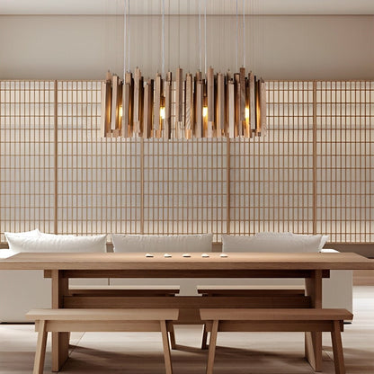 Flyachilles Modern Minimalist Wood Firewood Stick Chandelier Light