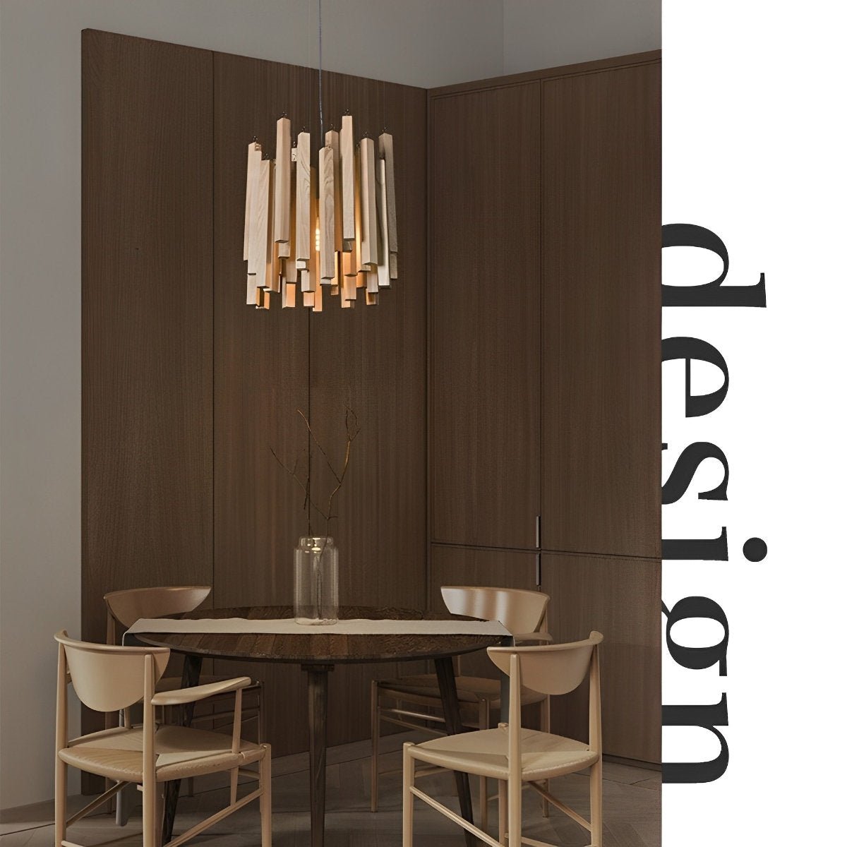 Flyachilles Modern Minimalist Wood Firewood Stick Chandelier Light