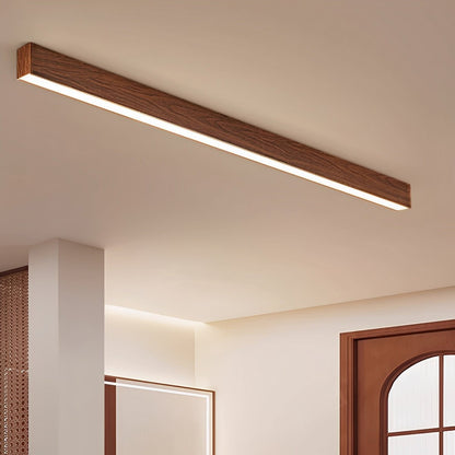 Modern Minimalist Wood Grain LED Long Strip Ceiling Light