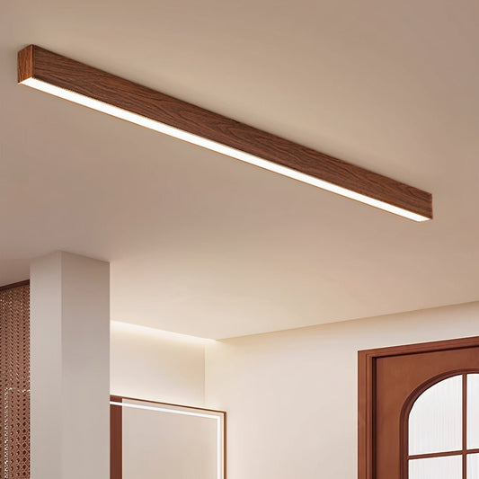 Modern Minimalist Wood Grain LED Long Strip Ceiling Light