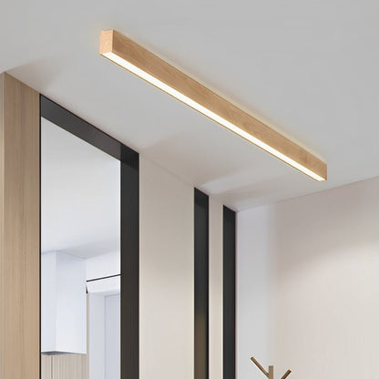 Modern Minimalist Wood Grain LED Long Strip Ceiling Light