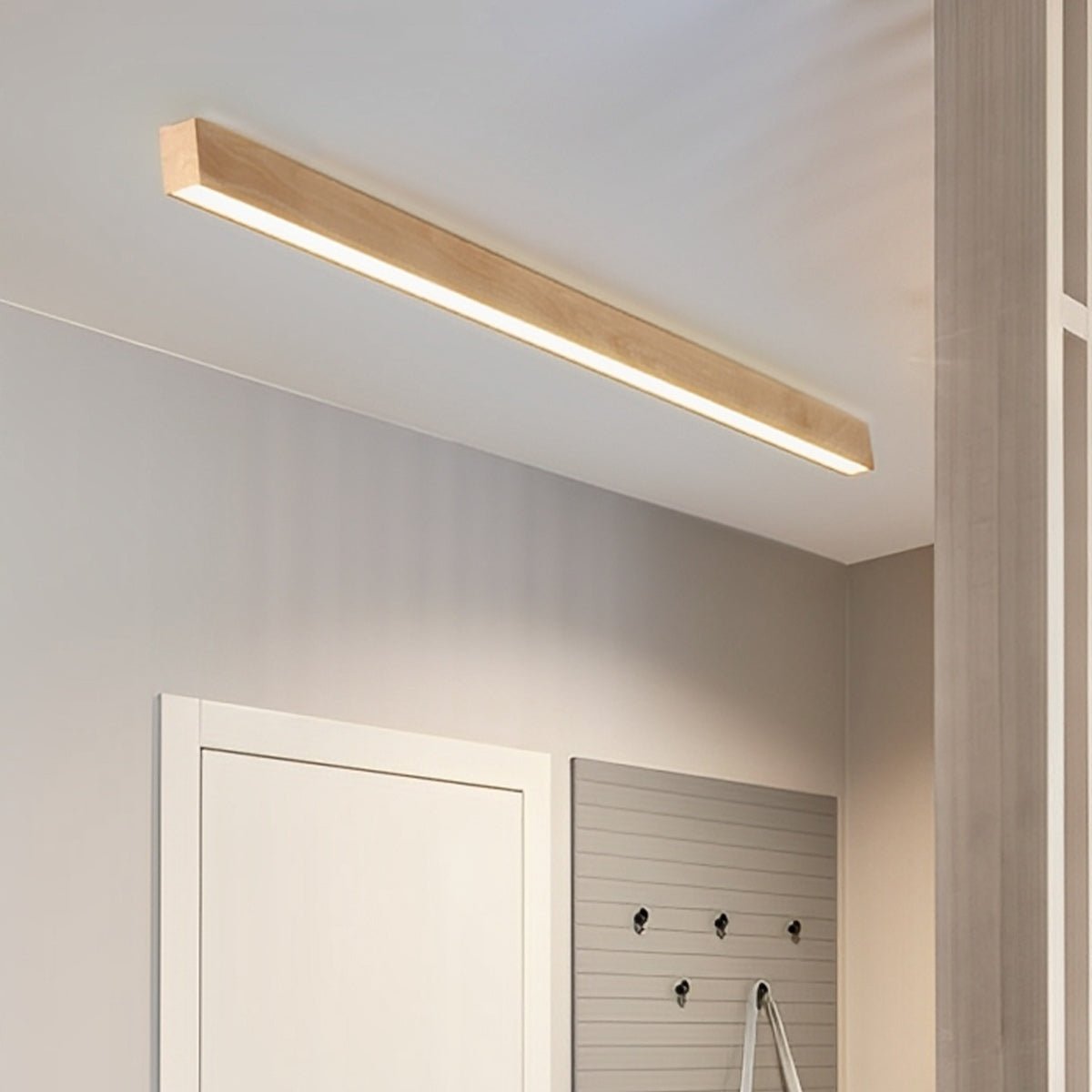 Modern Minimalist Wood Grain LED Long Strip Ceiling Light