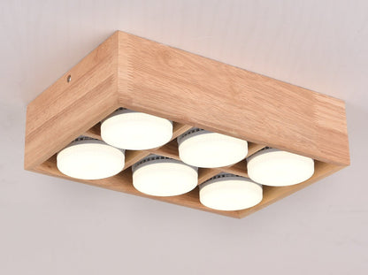 Modern Minimalist Wood Square LED Indoor Ceiling Spot Light