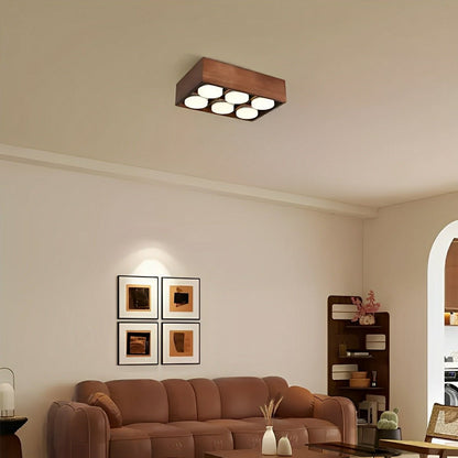 Modern Minimalist Wood Square LED Indoor Ceiling Spot Light
