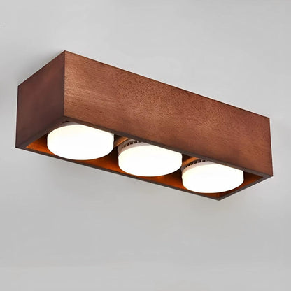 Modern Minimalist Wood Square LED Indoor Ceiling Spot Light