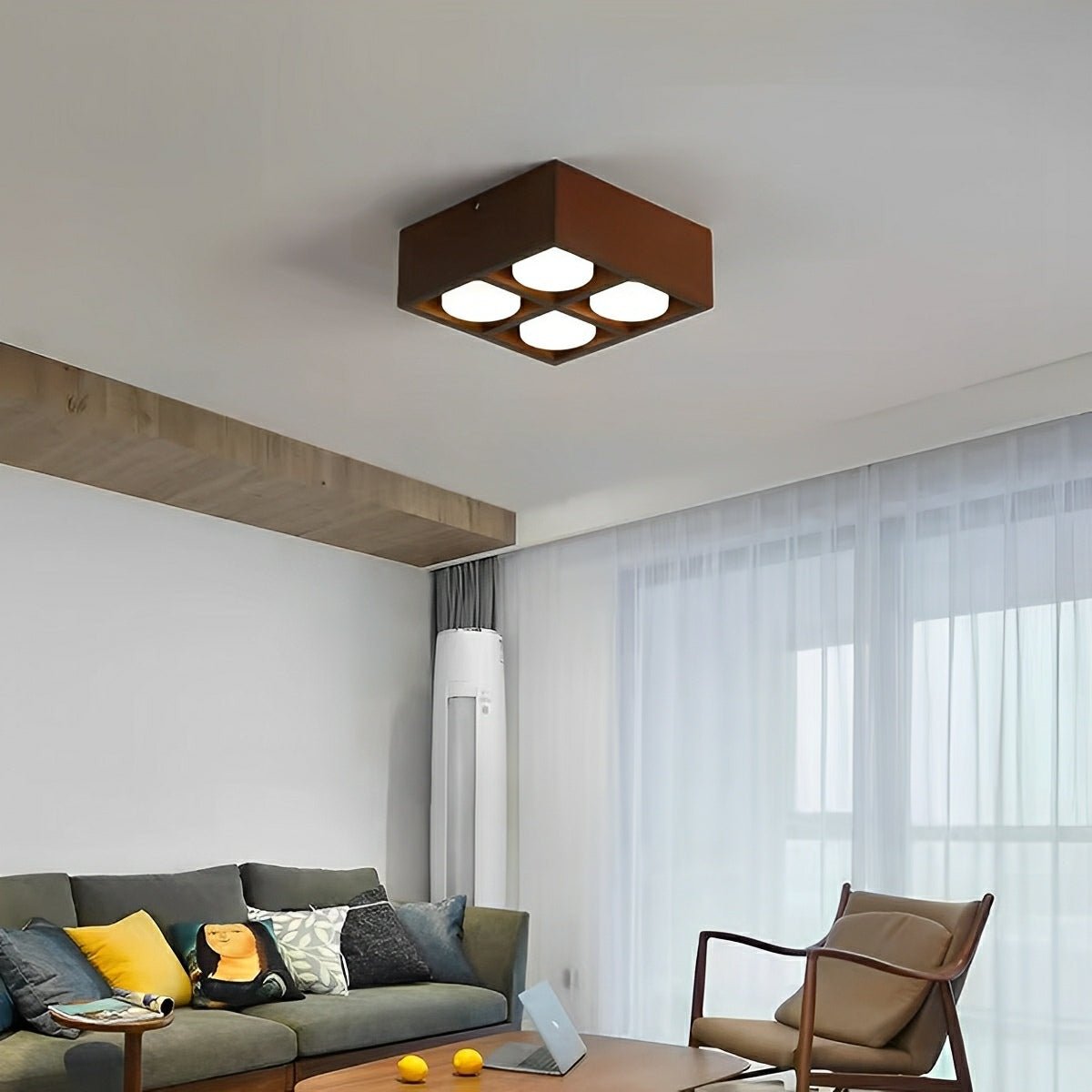 Modern Minimalist Wood Square LED Indoor Ceiling Spot Light