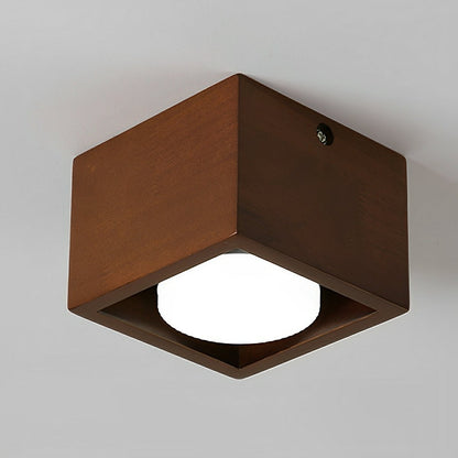 Modern Minimalist Wood Square LED Indoor Ceiling Spot Light