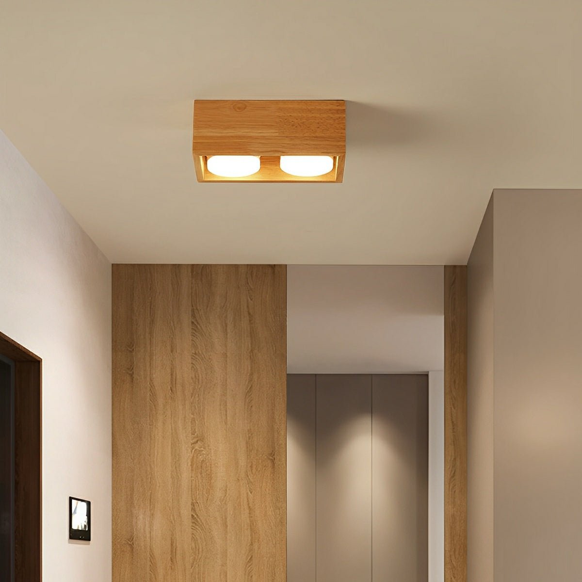 Modern Minimalist Wood Square LED Indoor Ceiling Spot Light