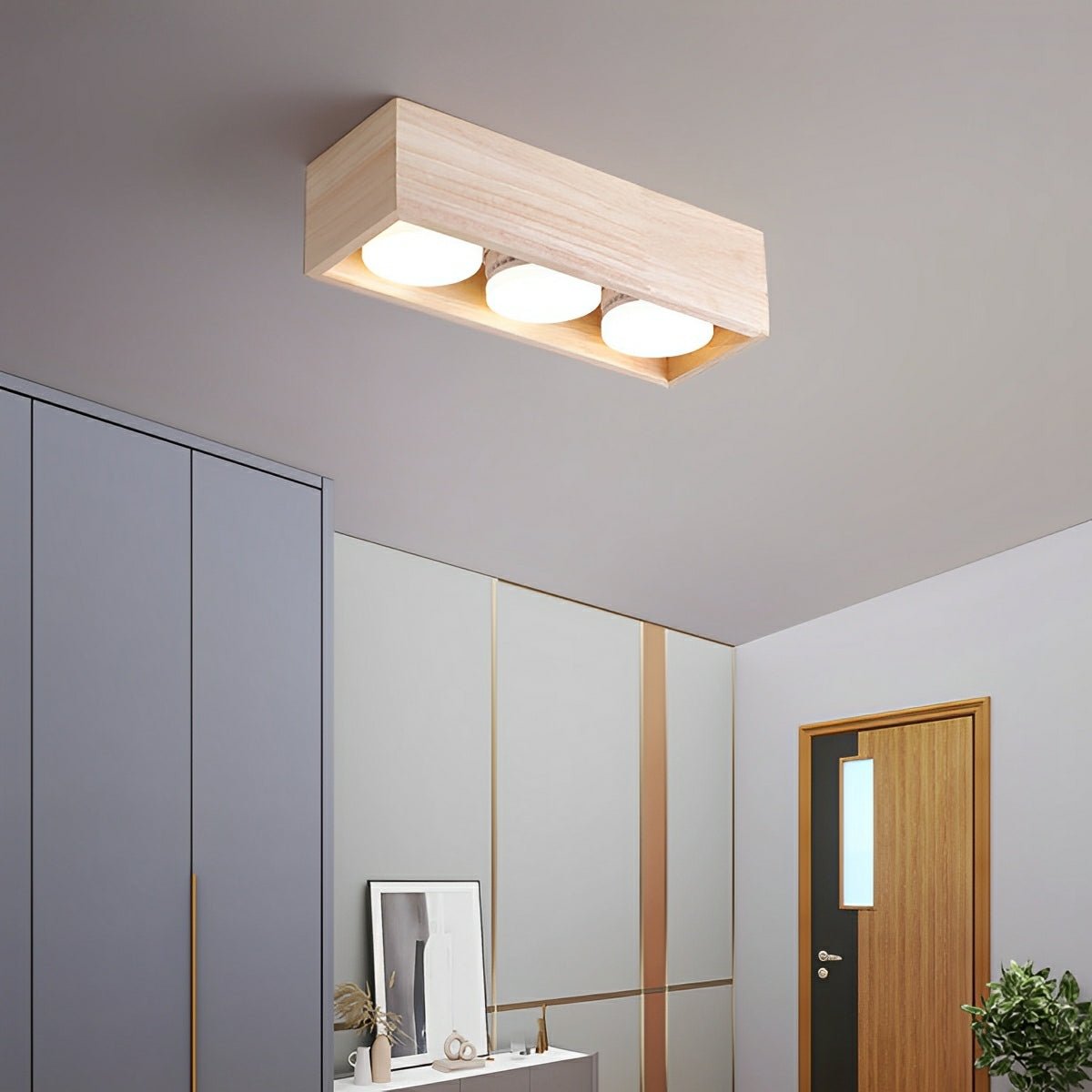 Modern Minimalist Wood Square LED Indoor Ceiling Spot Light