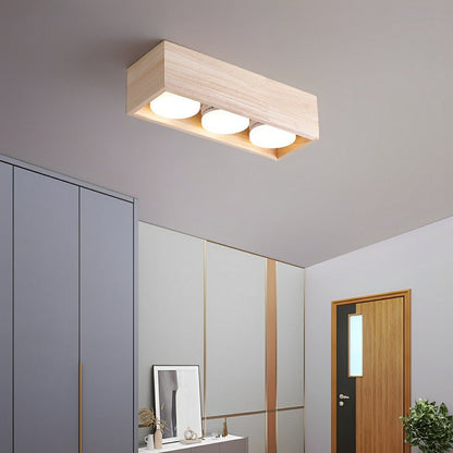 Modern Minimalist Wood Square LED Indoor Ceiling Spot Light