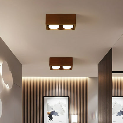 Modern Minimalist Wood Square LED Indoor Ceiling Spot Light