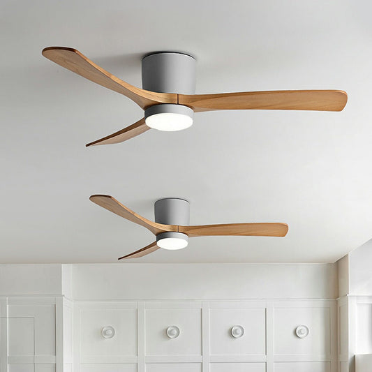 Modern Nordic Minimalist Wood Reverse 6-Speed DC Motor Inverter Ceiling Fan Light