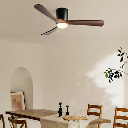 Modern Nordic Minimalist Wood Reverse 6-Speed DC Motor Inverter Ceiling Fan Light