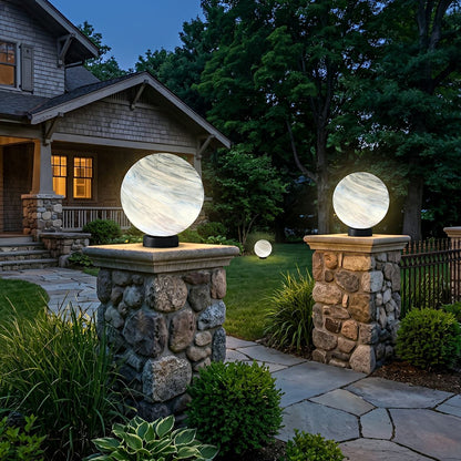 Modern Planet Globe Glass Waterproof Fence Outdoor Post Light
