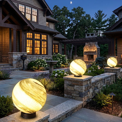 Modern Planet Globe Glass Waterproof Fence Outdoor Post Light