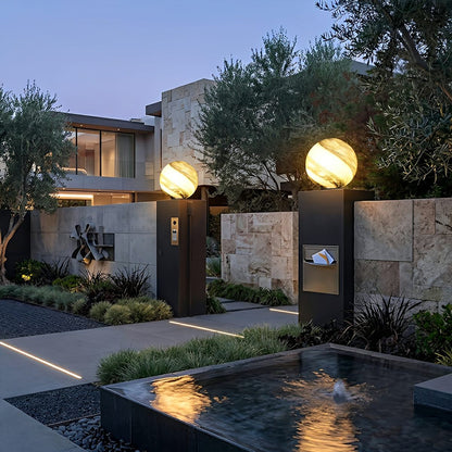 Modern Planet Globe Glass Waterproof Fence Outdoor Post Light