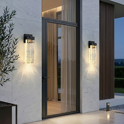Modern Rectangular Crystal Bubble Waterproof LED Outdoor Wall Light