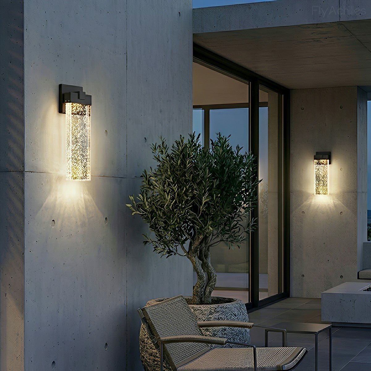Modern Rectangular Crystal Bubble Waterproof LED Outdoor Wall Light