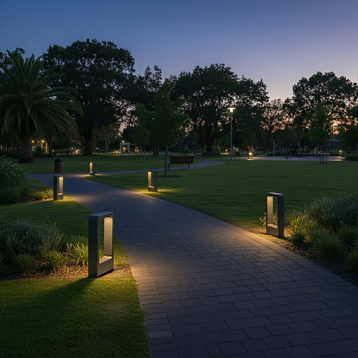 Modern Rectangular Frame Waterproof Outdoor Bollard Parth Light