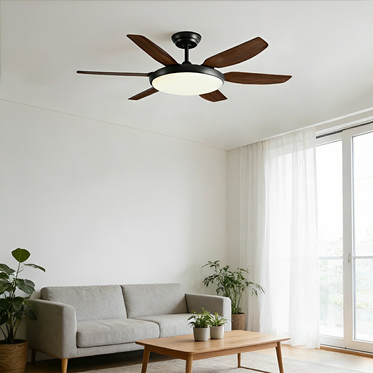 Modern Scandinavian Ceiling Fan with Full-Spectrum LED Light