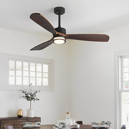 Modern Scandinavian Wood DC Motor Reverse Full-Spectrum LED Ceiling Fan Lights