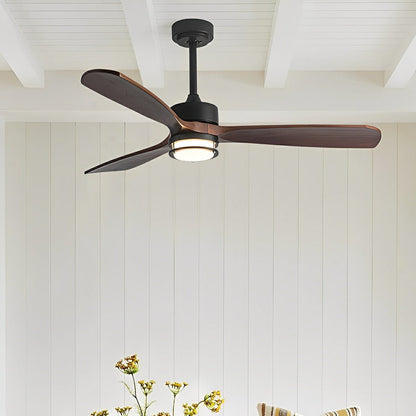 Modern Scandinavian Wood DC Motor Reverse Full-Spectrum LED Ceiling Fan Lights