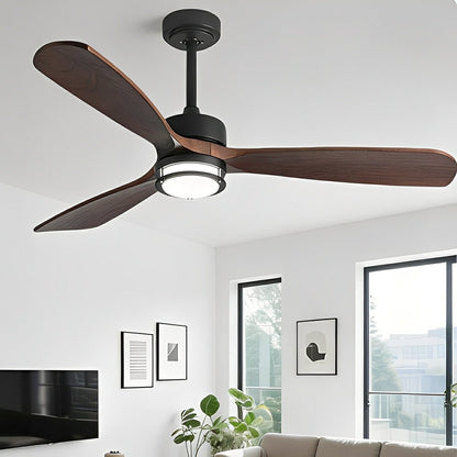 Modern Scandinavian Wood DC Motor Reverse Full-Spectrum LED Ceiling Fan Lights