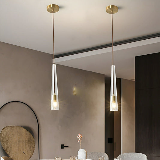 Modern Slim Conical Crystal Pendant Light