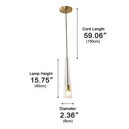 Modern Slim Conical Crystal Pendant Light