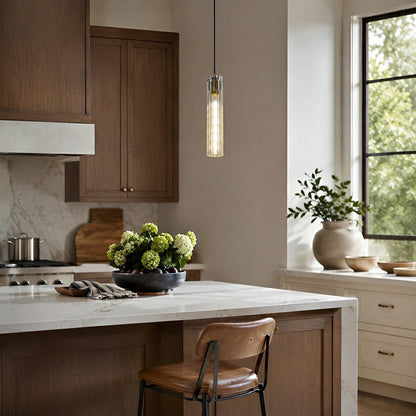 Modern Slim Cylindrical Crystal LED Pendant Light