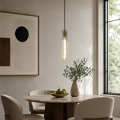 Modern Slim Cylindrical Crystal LED Pendant Light