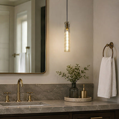 Modern Slim Cylindrical Crystal LED Pendant Light