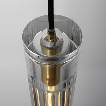 Modern Slim Cylindrical Crystal LED Pendant Light