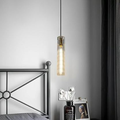 Modern Slim Cylindrical Crystal LED Pendant Light
