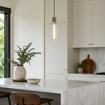 Modern Slim Cylindrical Crystal LED Pendant Light