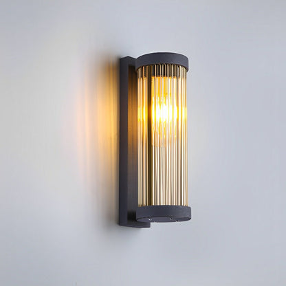 Modern Waterproof Cylinder Striped Glass Outdoor LED Porch Wall Lights