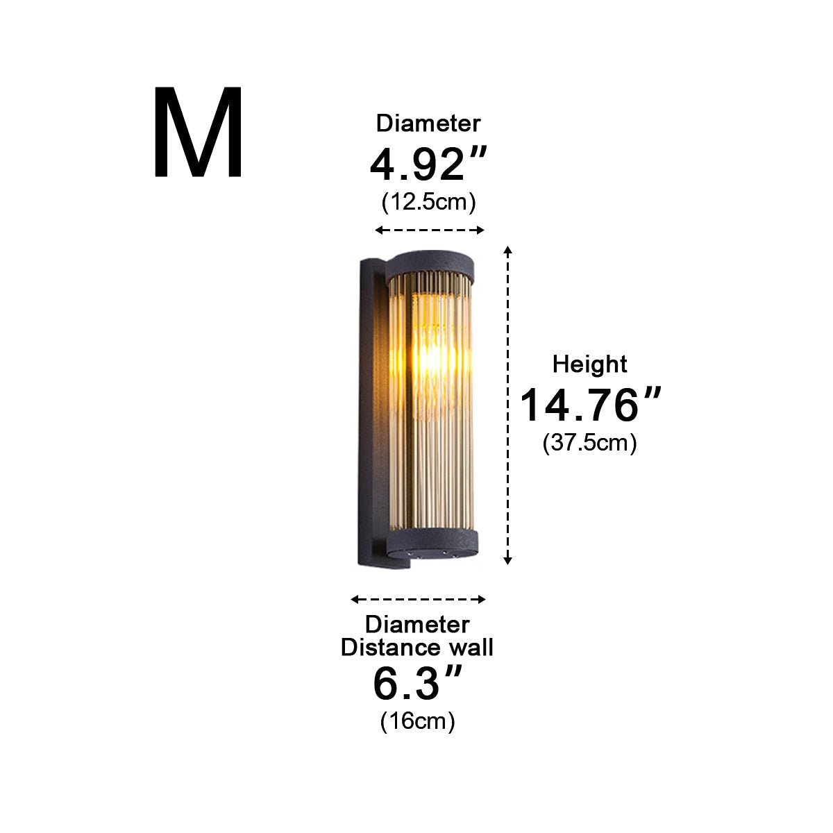 Modern Waterproof Cylinder Striped Glass Outdoor LED Porch Wall Lights