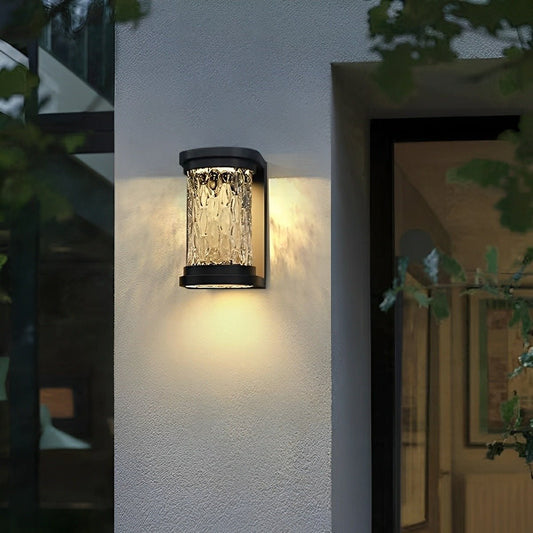 Modern Waterproof Stainless Steel Water Glass Outdoor LED Porch Wall Lights