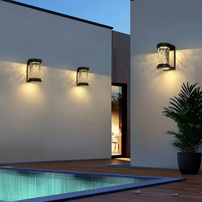 Modern Waterproof Stainless Steel Water Glass Outdoor LED Porch Wall Lights