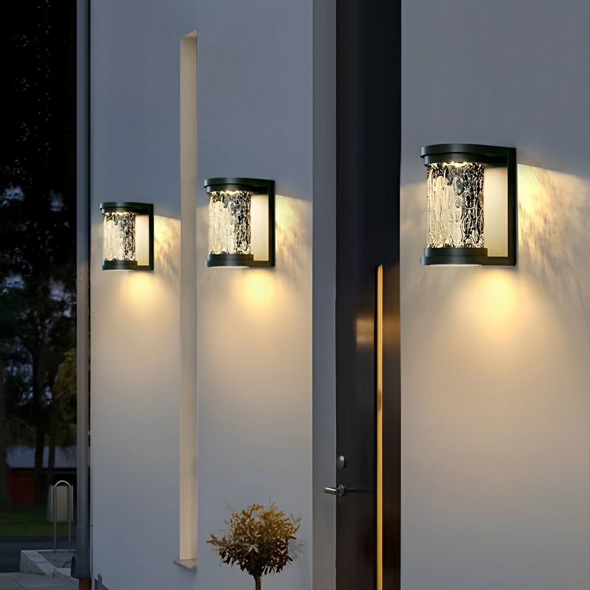 Modern Waterproof Stainless Steel Water Glass Outdoor LED Porch Wall Lights